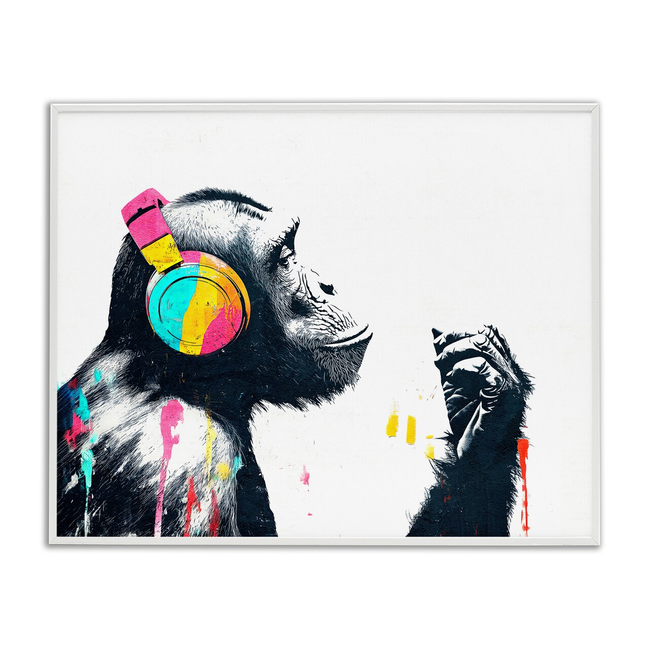 Stupell Industries Ape On Air Headphones Framed Giclee, design by Svetlana Aleynikova